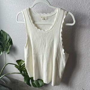 Marled Cream Scalloped Tank Top EUC Sz XL